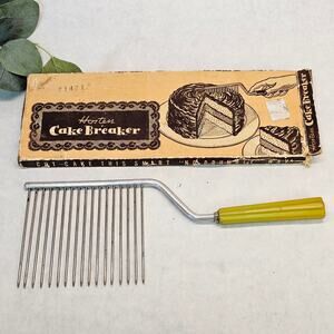 Vintage Green Bakelite Handle Angel Food Sponge Cake Cutter Slicer Breaker Comb